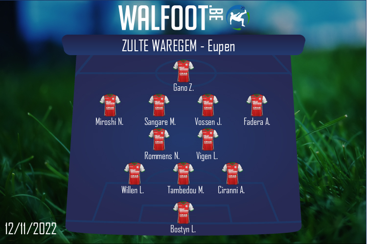 Composition Zulte Waregem | Zulte Waregem - Eupen (12/11/2022)
