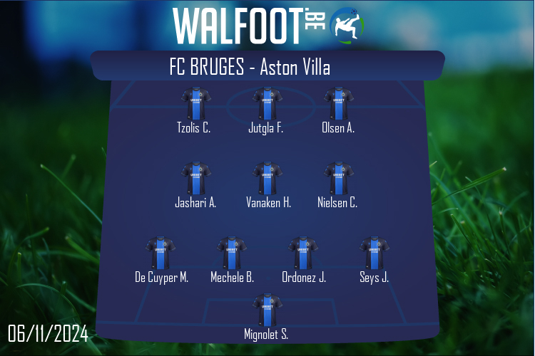 Composition FC Bruges | FC Bruges - Aston Villa (06/11/2024)
