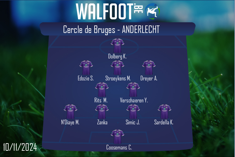 Composition Anderlecht | Cercle de Bruges - Anderlecht (10/11/2024)